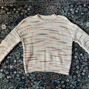 American Eagle Outfitters Cream and Multicolor Knit Sweater